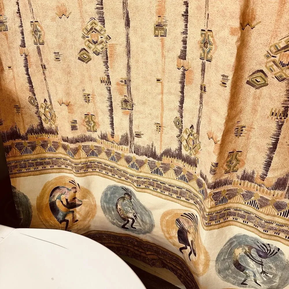 Vohann Southwestern Kokopelli Shower Curtain And Hooks 66X72 Terracotta Cotton